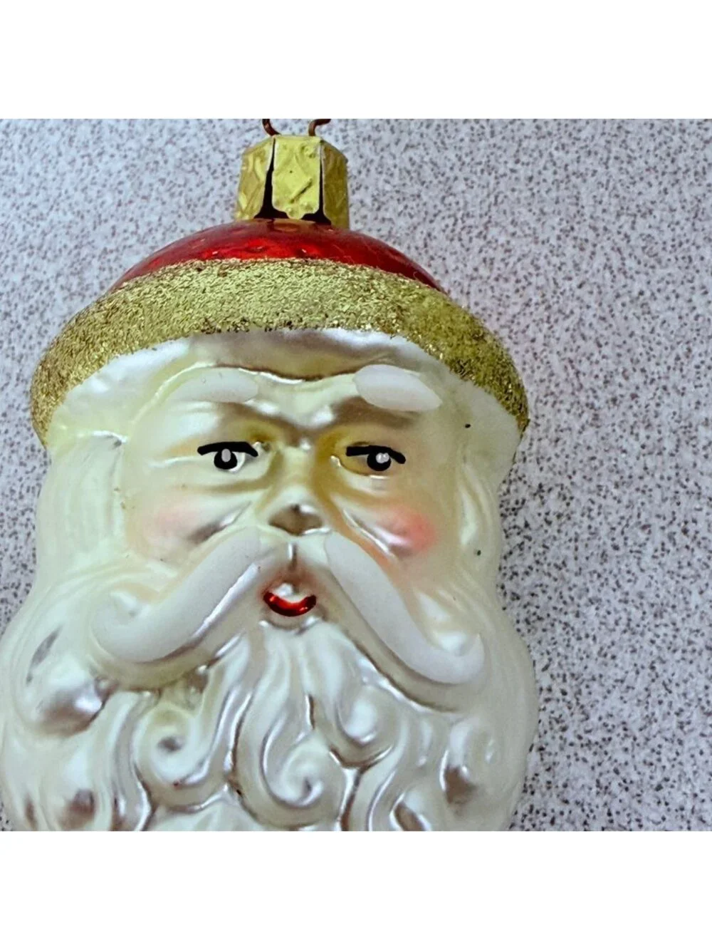 Germany Blown Glass Santa Claus Head Ornament Christmas Vintage Hand-Painted 4